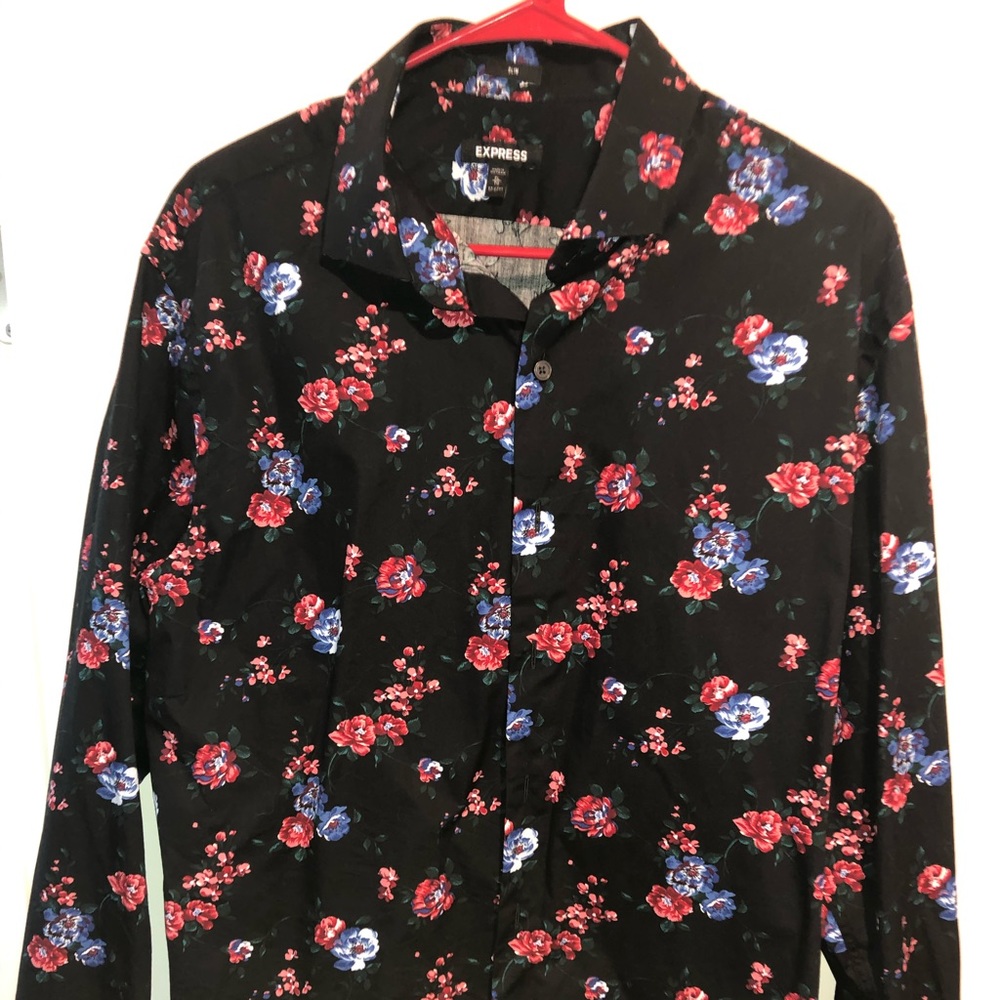 Men’s Express floral print button up worn once! XL